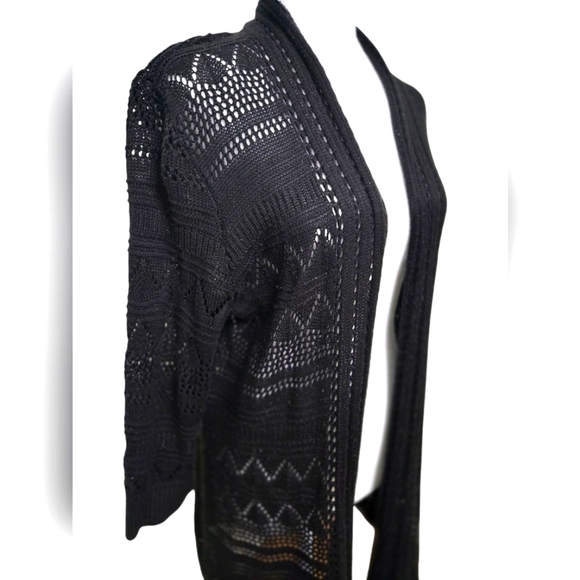 89th & Madison black quarter sleeve cardigan sweater size large - Picture 2 of 5